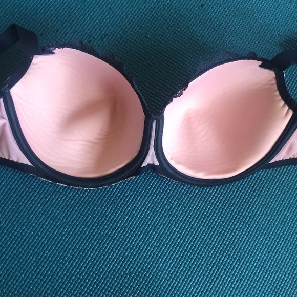 Lise Charmel Antigel Pink Purple Floral Navy Blue Lace Trim Bra 38D - Picture 7 of 12